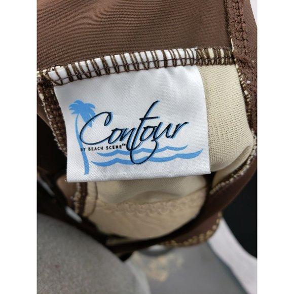 Contour By Beach Scene Brown Studded V-Neck Tankini Swimsuit‎ Top Size 8 - Picture 3 of 11